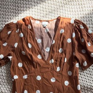A New Day Brown Polka Dot Midi Dress